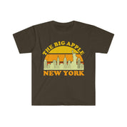 Der Big Apple New York | Retro-Sonnenuntergang-T-Shirts, New York City Skyline Souvenir T-Shirt, NYC Partys Kostüm, Visit Trip Travel NY, Manhattan – plusminusco.com