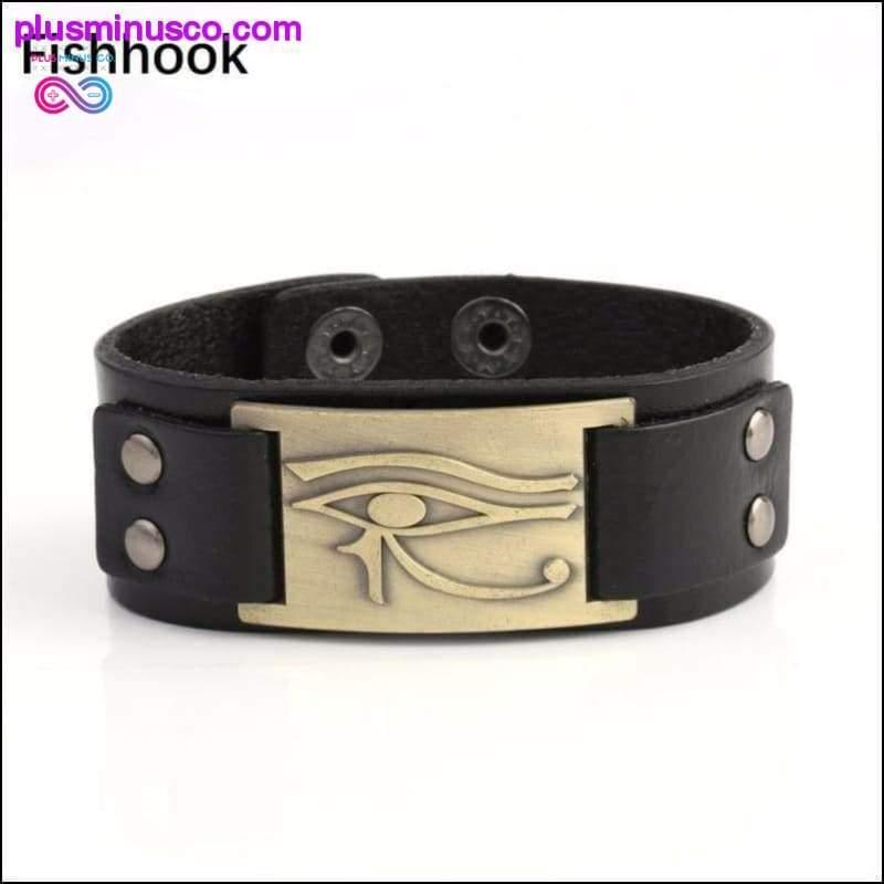 The Eye Of Horus Antique Bronze Leather Wide Wristband - plusminusco.com
