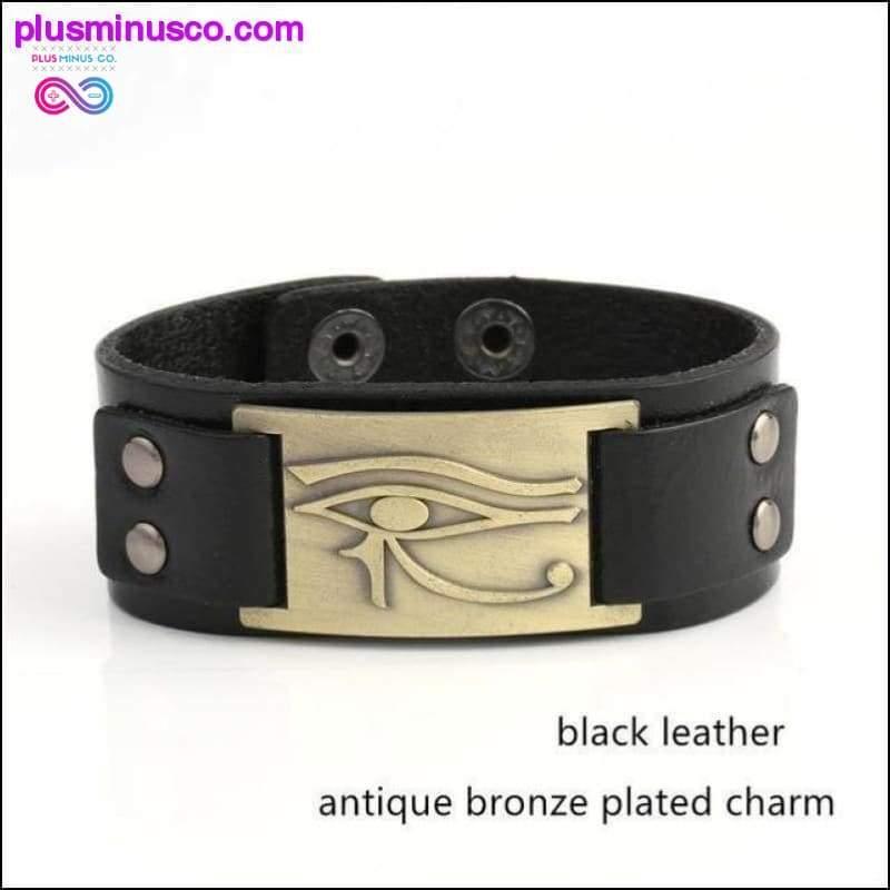 The Eye Of Horus Antique Bronze Leather Wide Wristband - plusminusco.com
