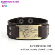 The Eye Of Horus Antique Bronze Leather Wide Wristband - plusminusco.com