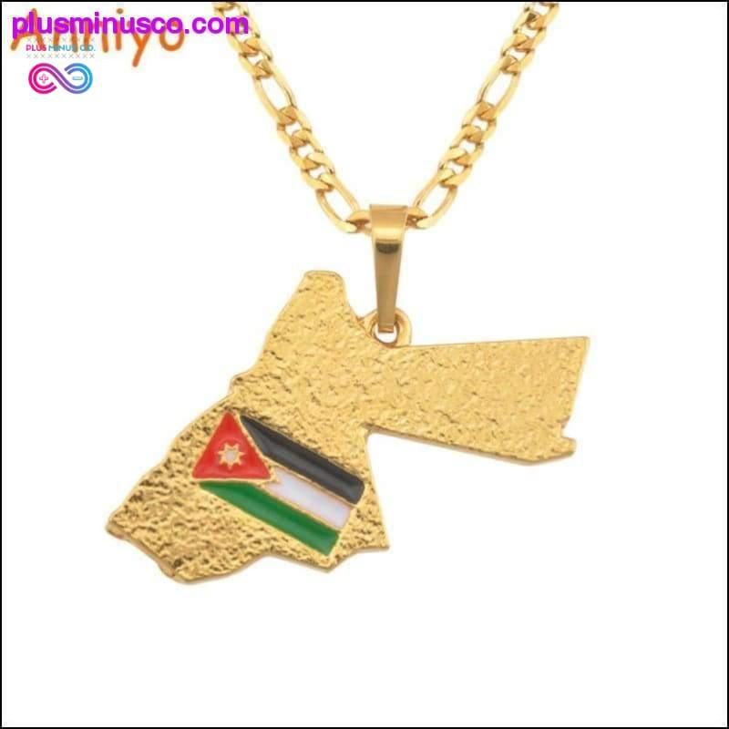 Collar con colgante de mapa y bandera del Reino Hachemita de Jordania - plusminusco.com