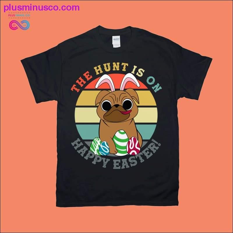 The Hunt is On Happy Easter | Bunny Pug | Retro Sunset - plusminusco.com