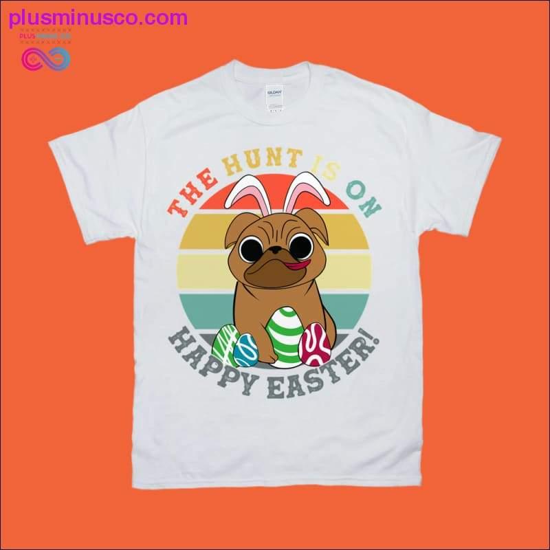 The Hunt is On Happy Easter | Bunny Pug | Retro Sunset - plusminusco.com