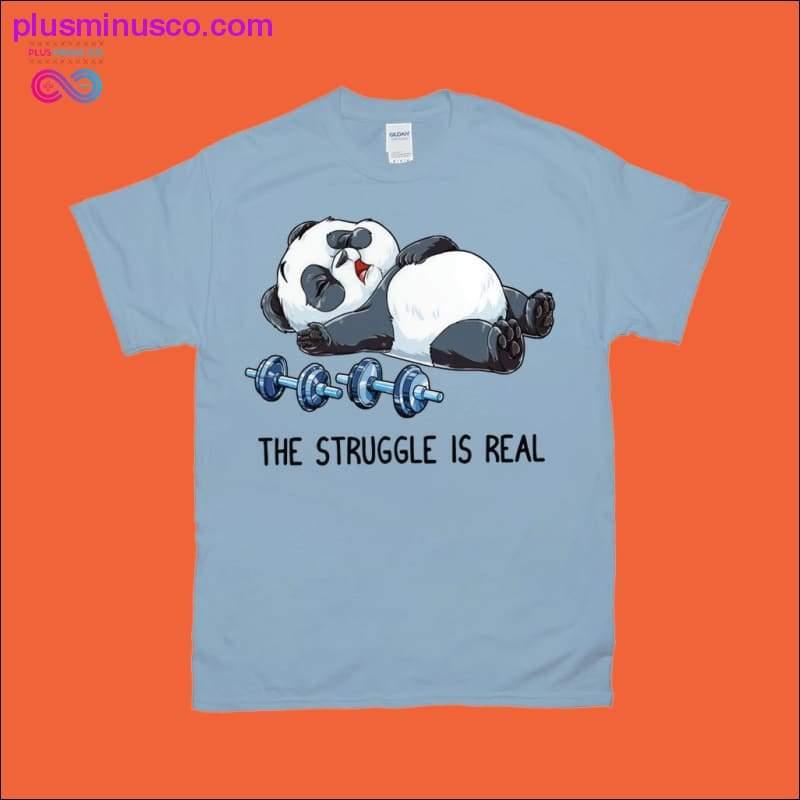 The Struggle is Real Panda Weightlifting T-Shirts - plusminusco.com