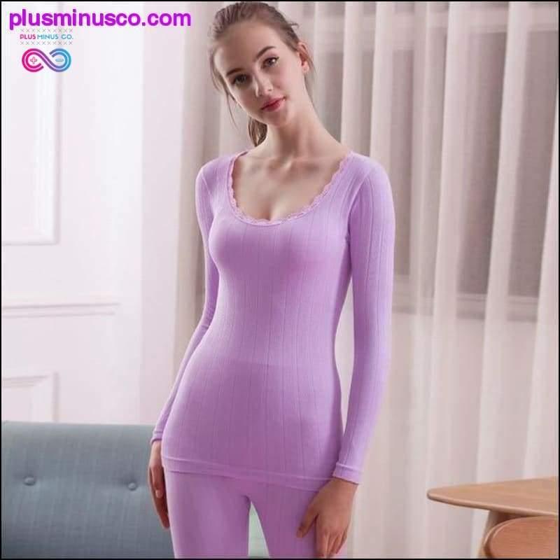Thermal Underwear Ladies O-Neck Sexy Lace Solid Cotton - plusminusco.com