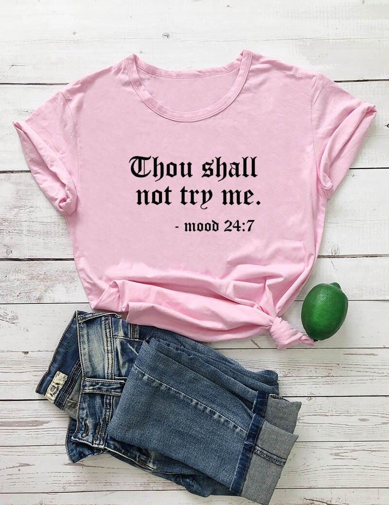 Thou Shall Not Try Me Letter Printed New Arrival Unisex Summer Funny Casual 100%Cotton T-shirt Gift for Mom Gift for Dad Mothers Day shirts Mom Life Tees - plusminusco.com