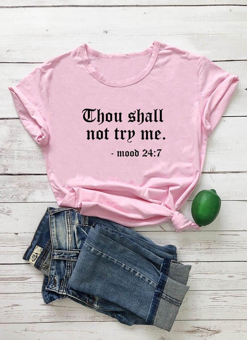 Thou Shall Not Try Me Letter Printed New Arrival Unisex Summer Funny Casual 100%Cotton T-shirt Gift for Mom Gift for Dad Mothers Day shirts Mom Life Tees - plusminusco.com
