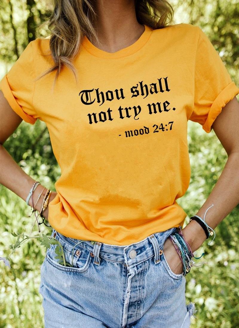 Thou Shall Not Try Me Letter Printed New Arrival Unisex Summer Funny Casual 100%Cotton T-shirt Gift for Mom Gift for Dad Mothers Day shirts Mom Life Tees - plusminusco.com
