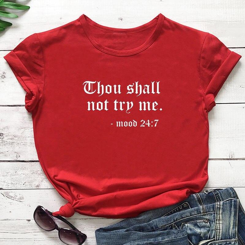 Thou Shall Not Try Me Letter Printed New Arrival Unisex Summer Funny Casual 100%Cotton T-shirt Gift for Mom Gift for Dad Mothers Day shirts Mom Life Tees - plusminusco.com