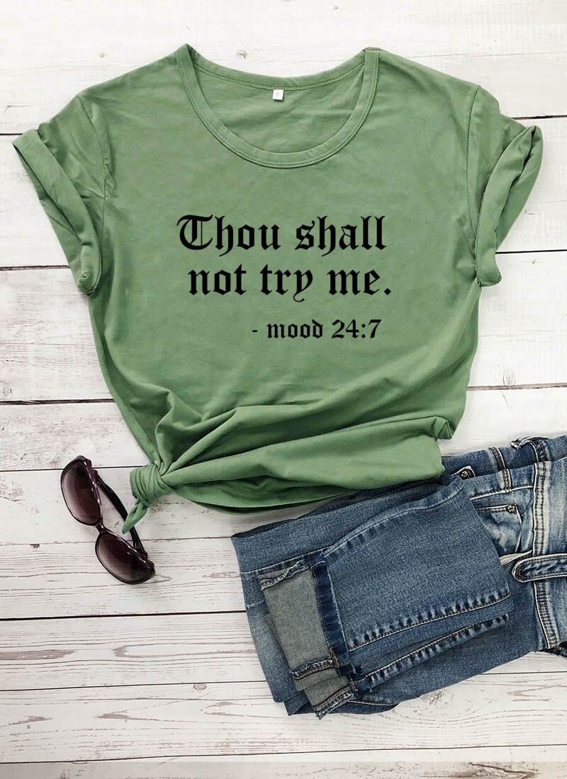 Thou Shall Not Try Me Letter Printed New Arrival Unisex Summer Funny Casual 100%Cotton T-shirt Gift for Mom Gift for Dad Mothers Day shirts Mom Life Tees - plusminusco.com