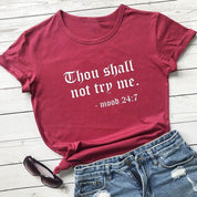 Thou Shall Not Try Me Letter Printed New Arrival Unisex Summer Funny Casual 100%Cotton T-shirt Gift for Mom Gift for Dad Mothers Day shirts Mom Life Tees - plusminusco.com
