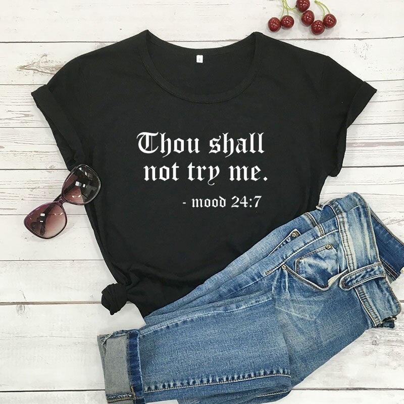 Thou Shall Not Try Me Letter Printed New Arrival Unisex Summer Funny Casual 100%Cotton T-shirt Gift for Mom Gift for Dad Mothers Day shirts Mom Life Tees - plusminusco.com