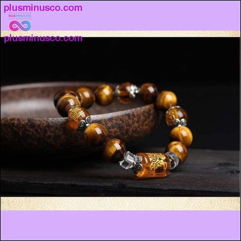 Pulseiras e pulseiras com contas de pedra de olhos de tigre, joias da sorte - plusminusco.com