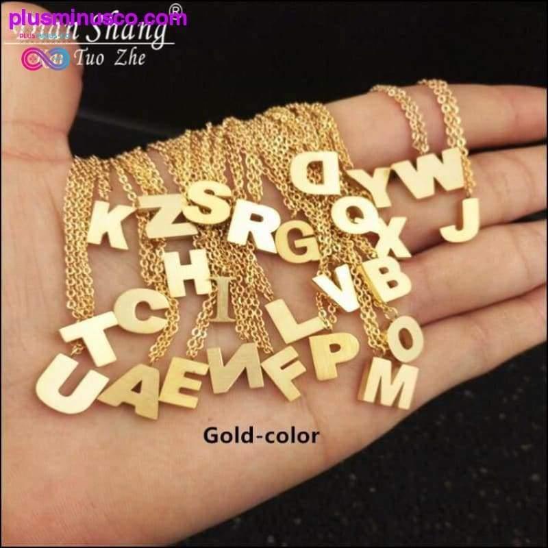 Tiny Personalized Alphabet Pendant Necklace Women Stainless - plusminusco.com
