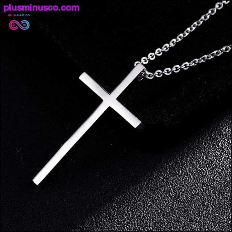 Collana di preghiera con ciondolo croce in acciaio al titanio - plusminusco.com