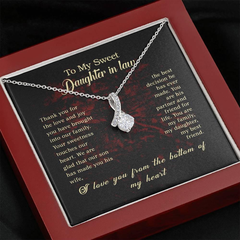 To My Daughter-In-Law Necklace Gift | Wedding Gift, Jewelry From Mother-In-Law | Gift For Bride, Birthday Gift | Sparkling Radiance Necklace - plusminusco.com