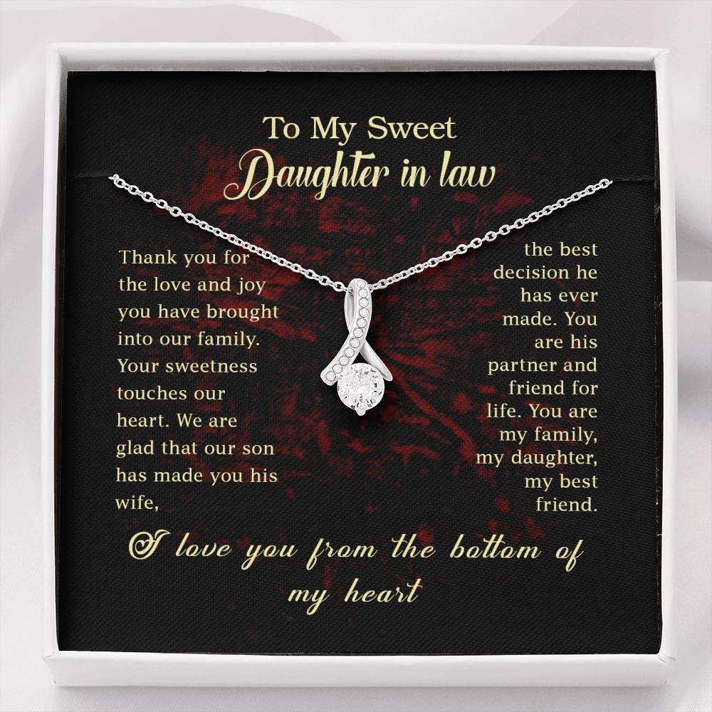 To My Daughter-In-Law Necklace Gift | Wedding Gift, Jewelry From Mother-In-Law | Gift For Bride, Birthday Gift | Sparkling Radiance Necklace - plusminusco.com
