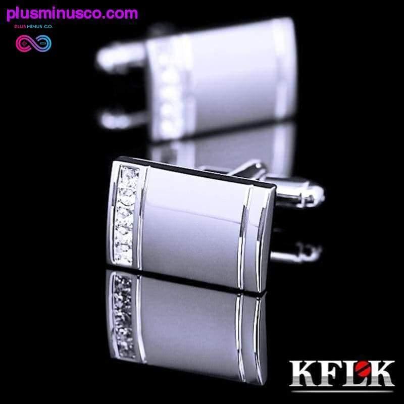 Срібні прямокутні запонки найвищої якості для чоловіків - plusminusco.com