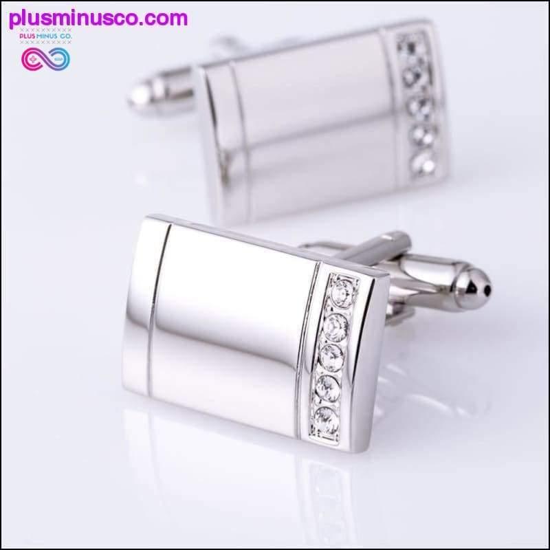 Gemelos rectangulares de plata de primera calidad para hombre - plusminusco.com