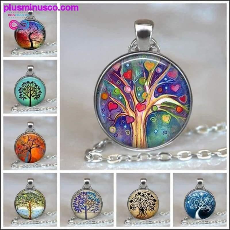 Tree Of Life Glass Cabochon Statement Necklace & Pendant - plusminusco.com