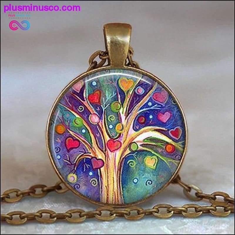 Collana e pendente in vetro cabochon con albero della vita - plusminusco.com