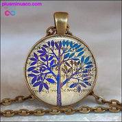 Collier et pendentif avec cabochon en verre arbre de vie - plusminusco.com