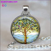 Collier et pendentif avec cabochon en verre arbre de vie - plusminusco.com