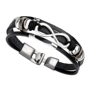 Модний чорний браслет з натуральної шкіри для жінок і чоловіків, панк-рок - plusminusco.com