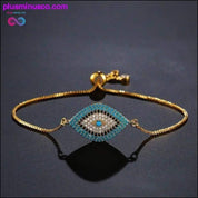 Bracelet tendance en or mauvais œil pavé de chaîne en or bleu CZ - plusminusco.com