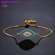 Trendy Gold Evil Eye Bracelet Pave CZ Blue Gold Chain - plusminusco.com