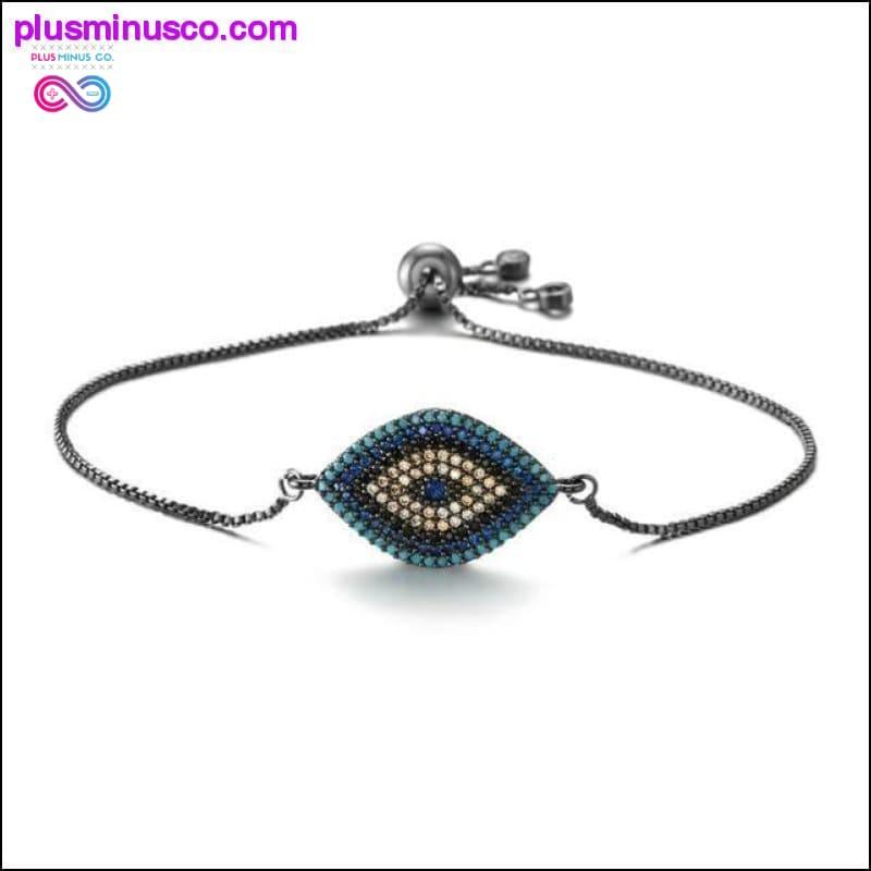Trendy Gold Evil Eye Bracelet Pave CZ Blue Gold Chain - plusminusco.com
