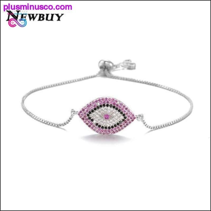 Trendy Gold Evil Eye Bracelet Pave CZ Blue Gold Chain - plusminusco.com