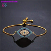 Trendiges Gold-Evil-Eye-Armband mit Pavé-CZ-Blaugoldkette – plusminusco.com