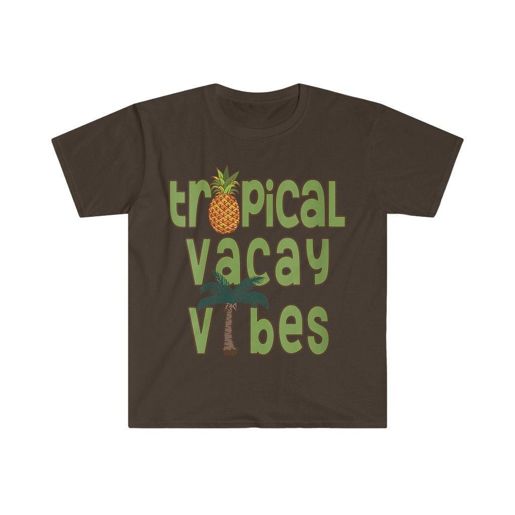 トロピカル Vacay Vibes T シャツ、パイナップル ヤシの木レトロ シャツ、Vacay Vibes、トロピカル シャツ、トラベル T シャツ、バケーション T シャツ、Vacay モード、 - plusminusco.com