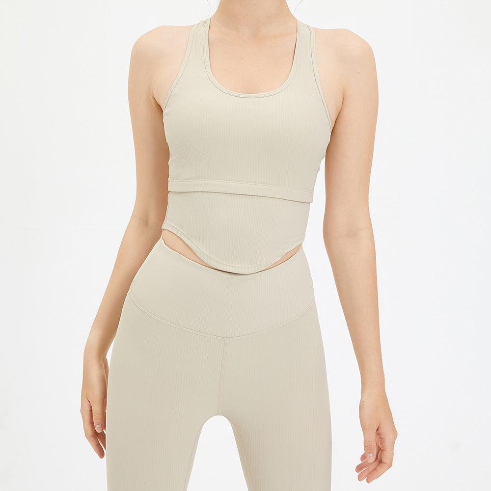U-Shaped Breathable Sports Undershirt Threaded Fitness Tops External Bodybuilding Yoga Back Sleeveless Running Underwear Female - plusminusco.com