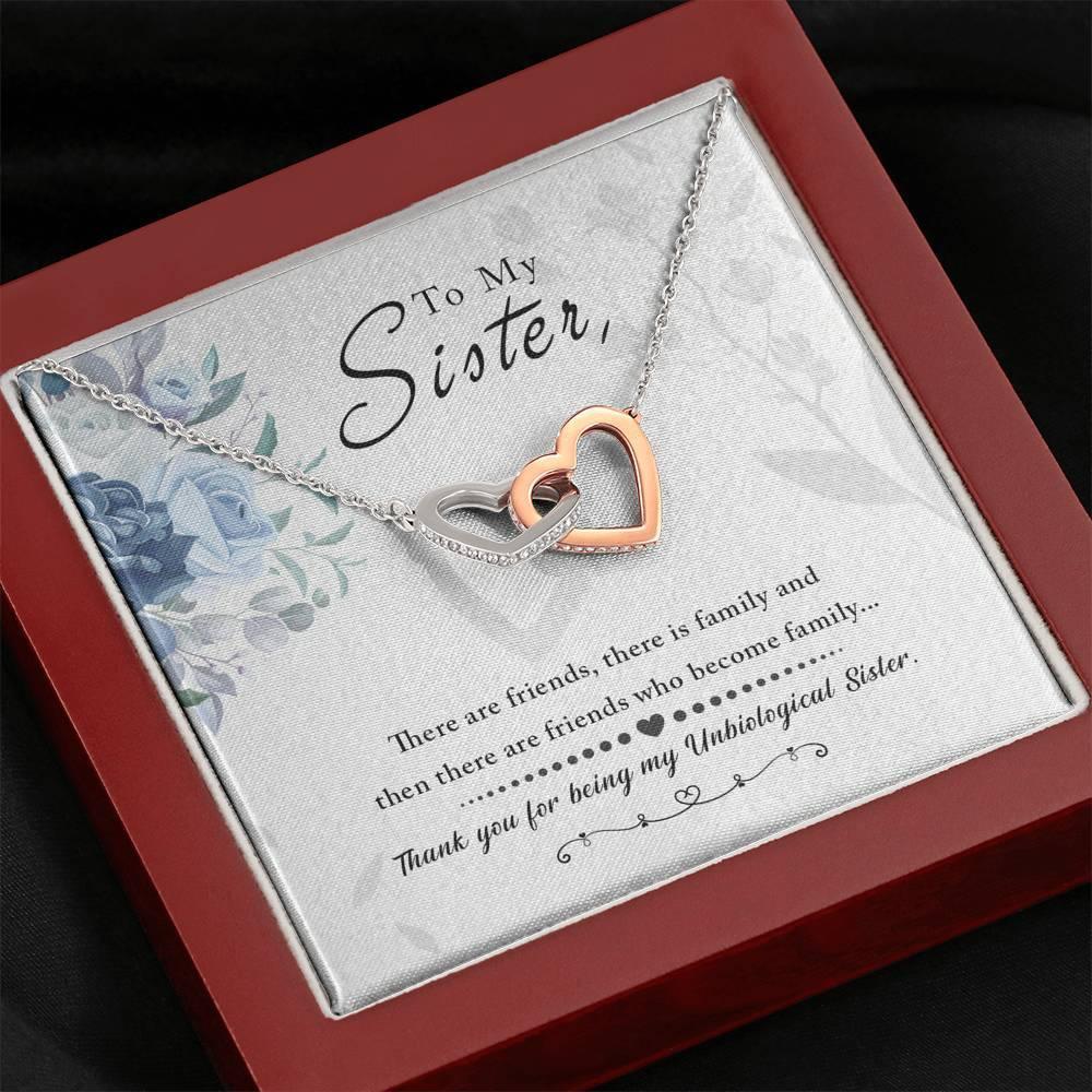Unbiological Sister Necklace Interlocking Hearts Necklace Friendship Jewelry Sisters Necklace Long Distance Friendship - Message Card - plusminusco.com