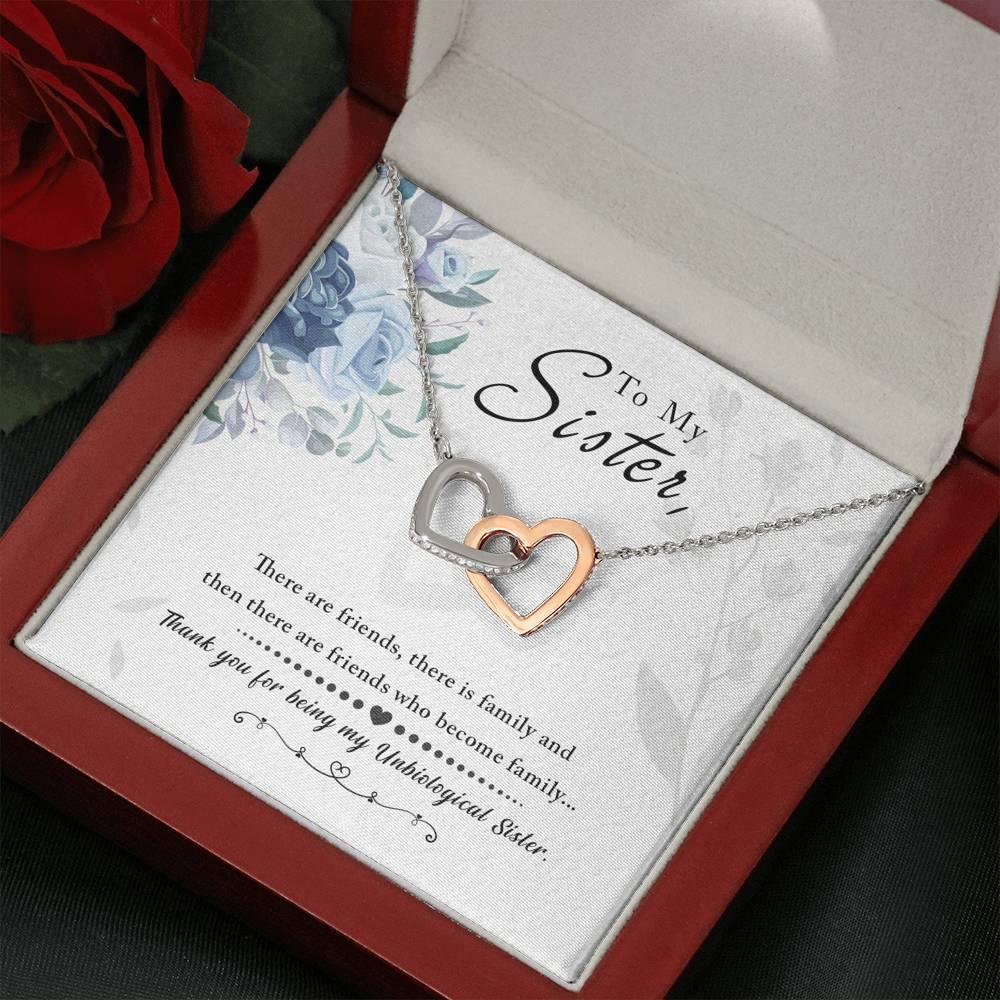 Unbiological Sister Necklace Interlocking Hearts Necklace Friendship Jewelry Sisters Necklace Long Distance Friendship - Message Card - plusminusco.com
