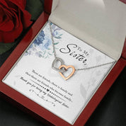 Unbiological Sister Necklace Interlocking Hearts Necklace Friendship Jewelry Sisters Necklace Long Distance Friendship - Message Card - plusminusco.com