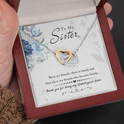 Unbiological Sister Necklace Interlocking Hearts Necklace Friendship Jewelry Sisters Necklace Long Distance Friendship - Message Card - plusminusco.com