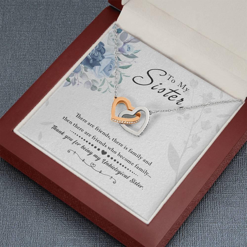 Unbiological Sister Necklace Interlocking Hearts Necklace Friendship Jewelry Sisters Necklace Long Distance Friendship - Message Card - plusminusco.com