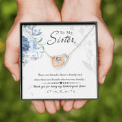 Unbiological Sister Necklace Interlocking Hearts Necklace Friendship Jewelry Sisters Necklace Long Distance Friendship - Message Card - plusminusco.com
