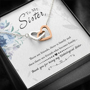 Unbiological Sister Necklace Interlocking Hearts Necklace Friendship Jewelry Sisters Necklace Long Distance Friendship - Message Card - plusminusco.com