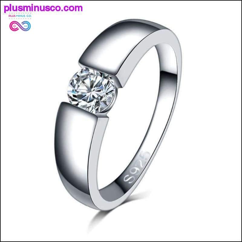 Unisex κυβικά ζιρκόνια ασημένια δαχτυλίδια γάμου και αρραβώνων - plusminusco.com