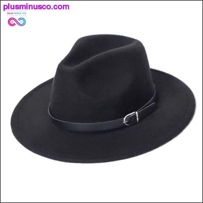 Cappello Fedora unisex imitazione lana moda invernale Top nero - plusminusco.com
