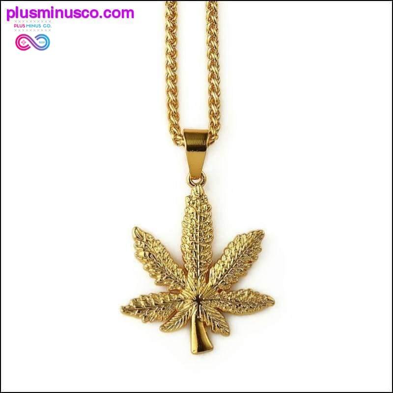 Collar unisex con dije de hierba de cannabis en oro - plusminusco.com