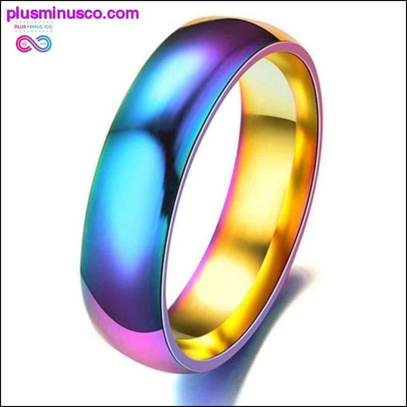 Anel arco-íris unissex em aço titânio - plusminusco.com