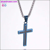 Collar con colgante de esmalte de cruz cristiana religiosa unisex - plusminusco.com