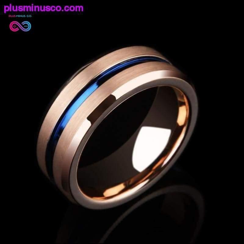 Unisex rožinio aukso volframo karbido vestuvinis žiedas 8 mm pločio || - plusminusco.com