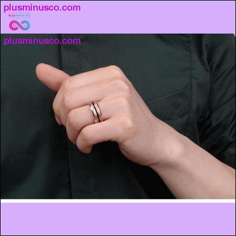 Unisex rožinio aukso volframo karbido vestuvinis žiedas 8 mm pločio || - plusminusco.com