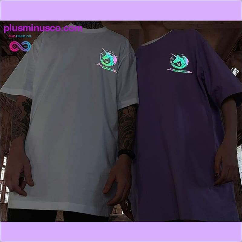 Unisex Unicorn Reflective Print Casual T Shirt Men Women - plusminusco.com